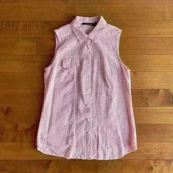 Zac & Rachel | Pink and white gingham sleeveless top size small - Picture 3 of 4